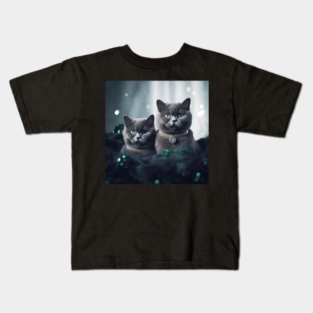 British Shorthair Kittens Kids T-Shirt by Enchanted Reverie